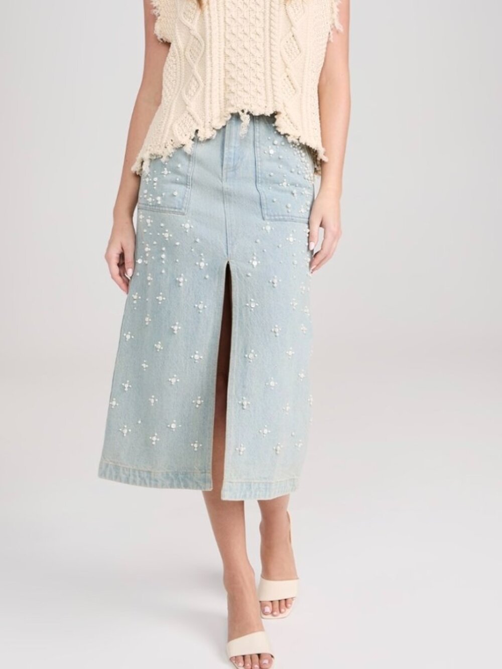 Sea Perlette Denim Skirt, Sz 0